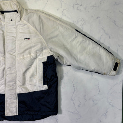 Schott Padded Nylon Jacket White Navy 90s Vintage