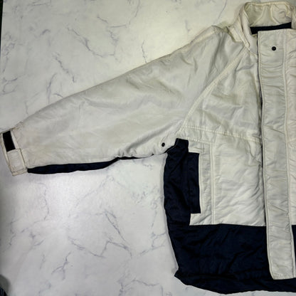 Schott Padded Nylon Jacket White Navy 90s Vintage