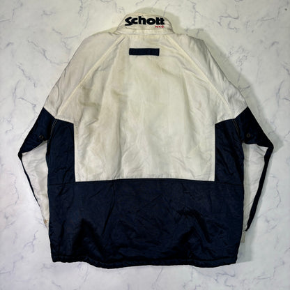 Schott Padded Nylon Jacket White Navy 90s Vintage