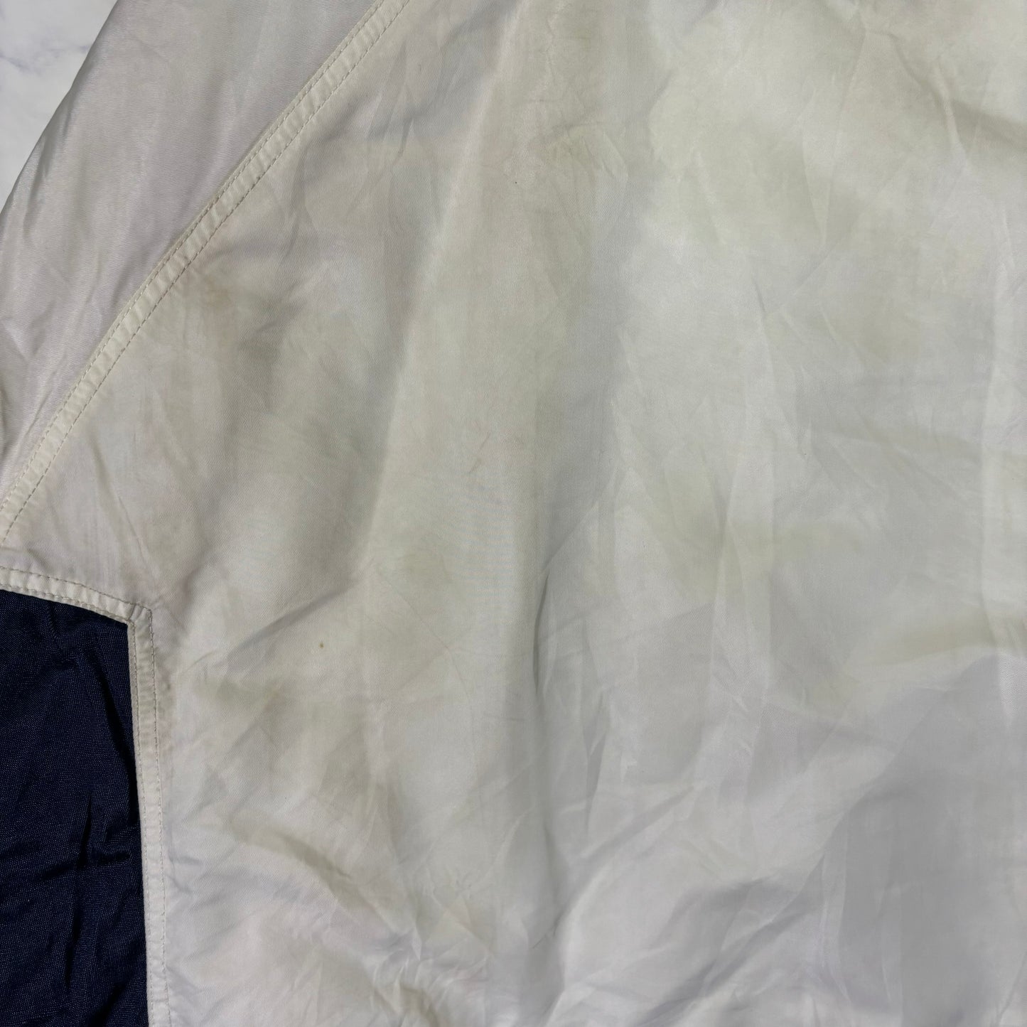 Schott Padded Nylon Jacket White Navy 90s Vintage