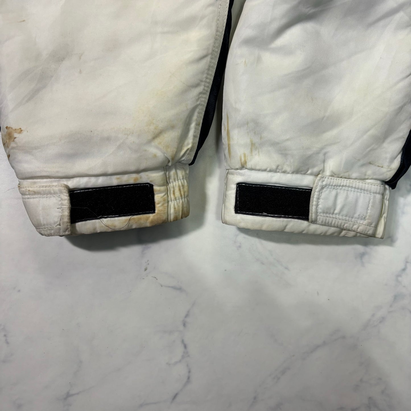 Schott Padded Nylon Jacket White Navy 90s Vintage