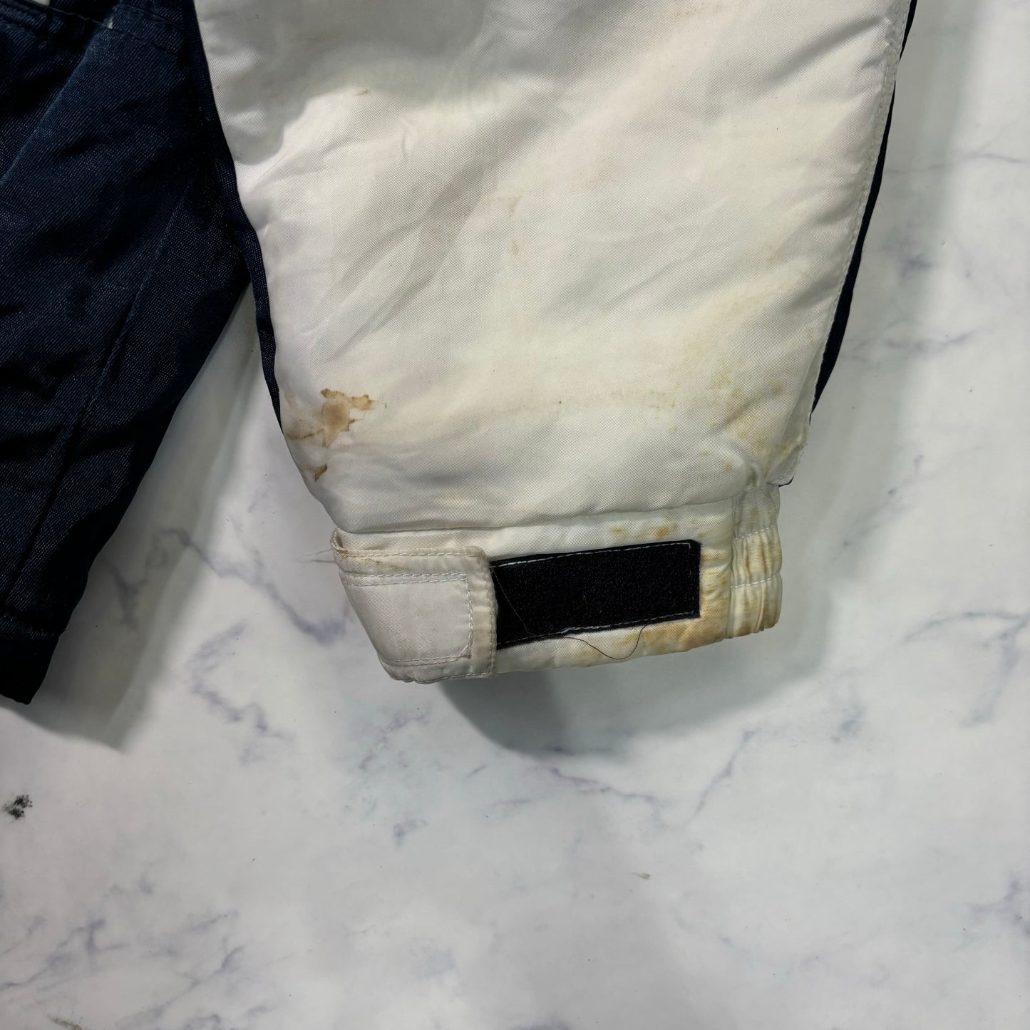 Schott Padded Nylon Jacket White Navy 90s Vintage