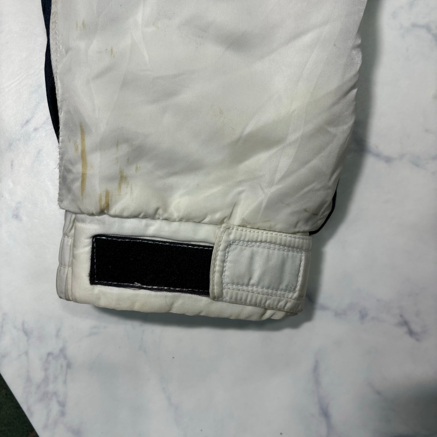 Schott Padded Nylon Jacket White Navy 90s Vintage