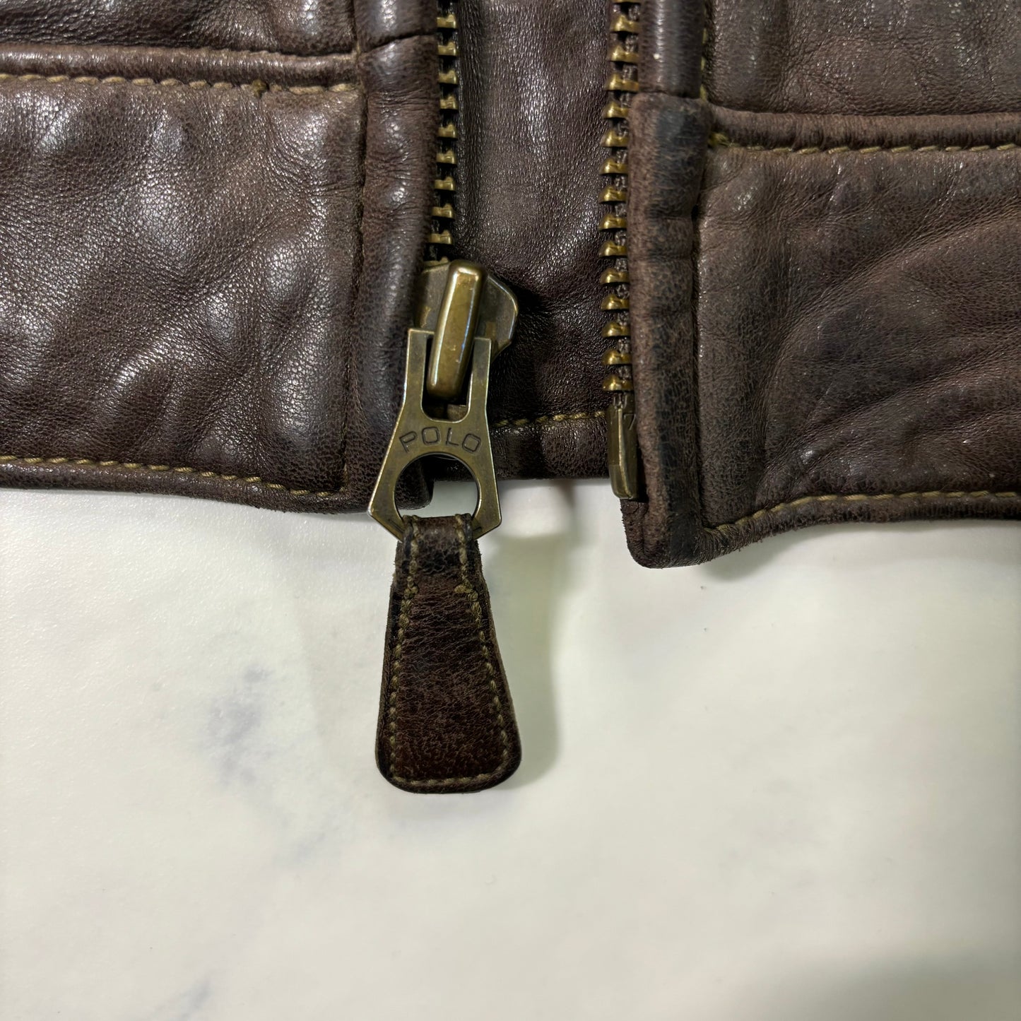 Polo Ralph Lauren Dark Brown Leather Jacket 90s XL vintage