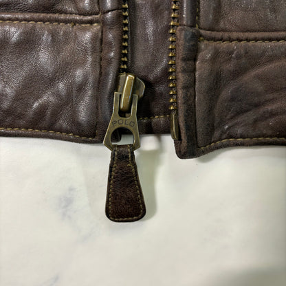 Polo Ralph Lauren Dark Brown Leather Jacket 90s XL vintage