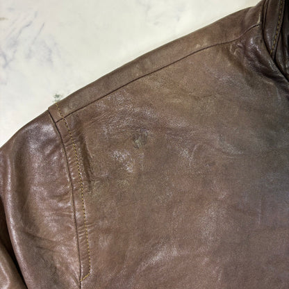 Polo Ralph Lauren Dark Brown Leather Jacket 90s XL vintage