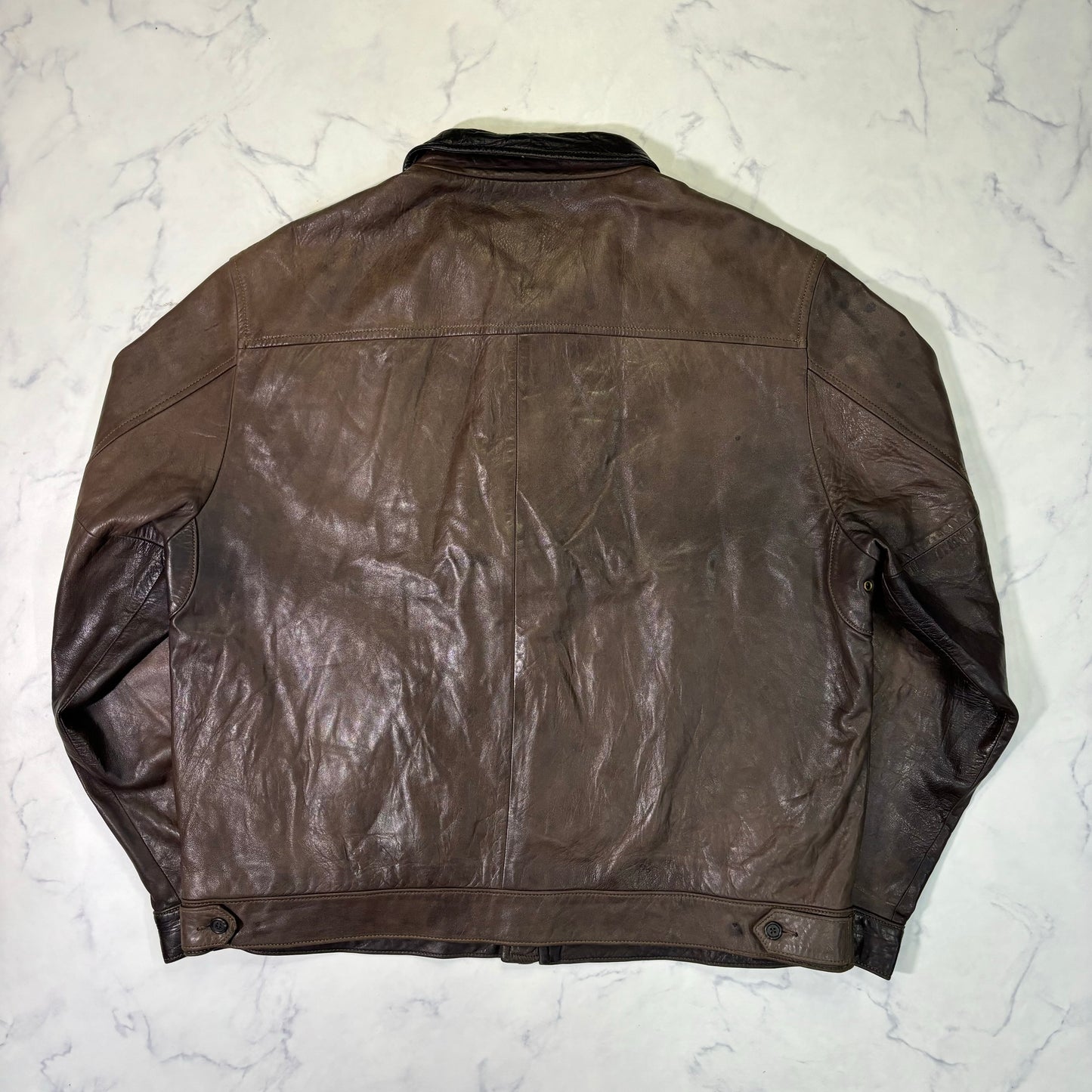 Polo Ralph Lauren Dark Brown Leather Jacket 90s XL vintage