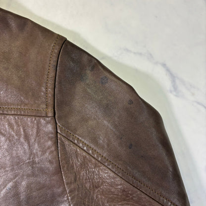 Polo Ralph Lauren Dark Brown Leather Jacket 90s XL vintage