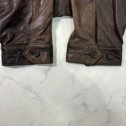 Polo Ralph Lauren Dark Brown Leather Jacket 90s XL vintage