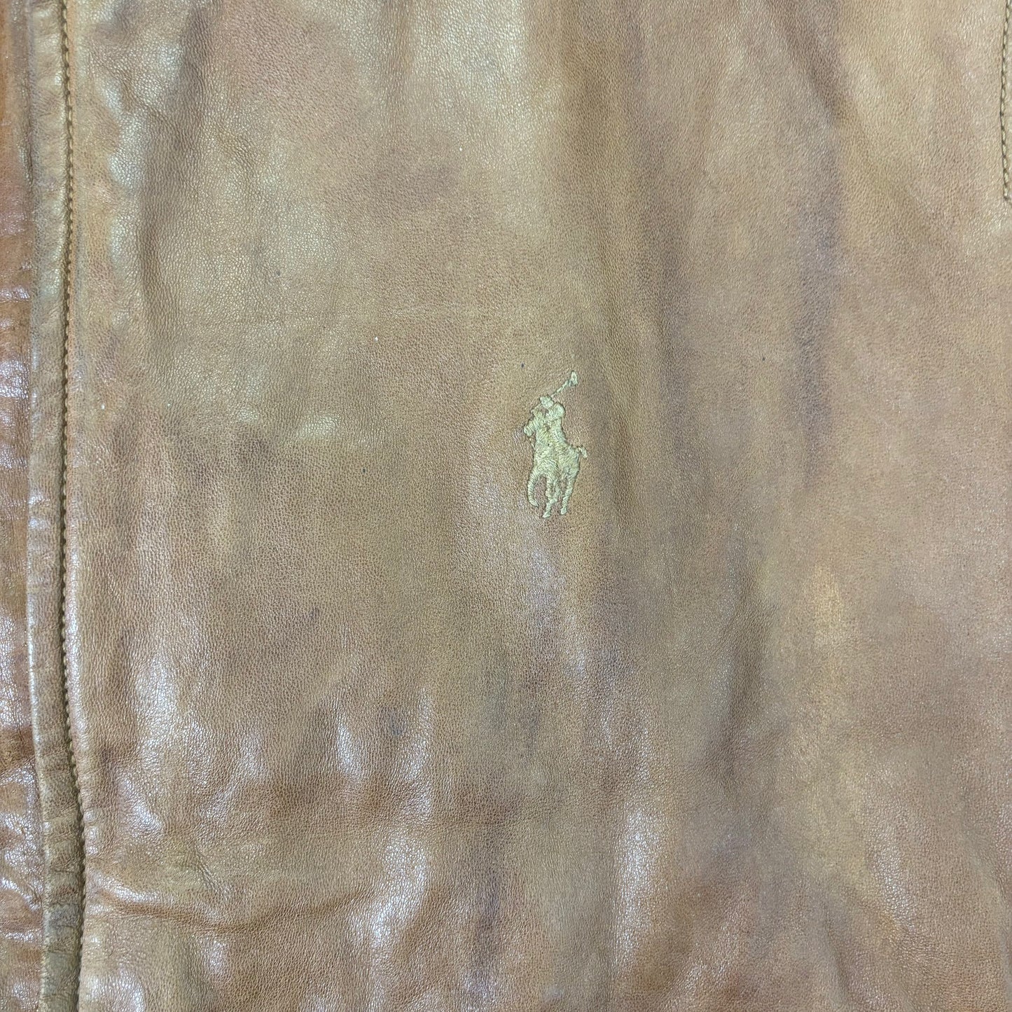 Polo Ralph Lauren Light Brown Leather Jacket 90s XL vintage