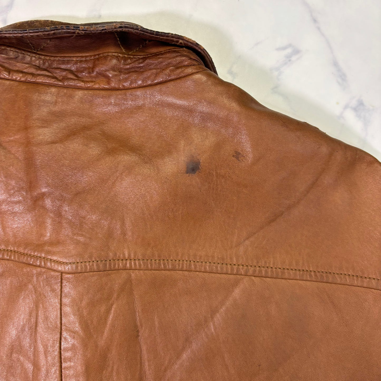 Polo Ralph Lauren Light Brown Leather Jacket 90s XL vintage