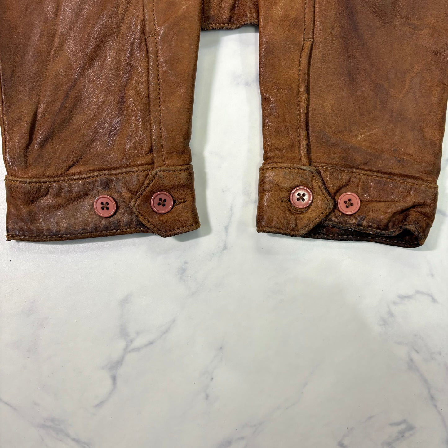 Polo Ralph Lauren Light Brown Leather Jacket 90s XL vintage