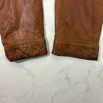 Polo Ralph Lauren Light Brown Leather Jacket 90s XL vintage