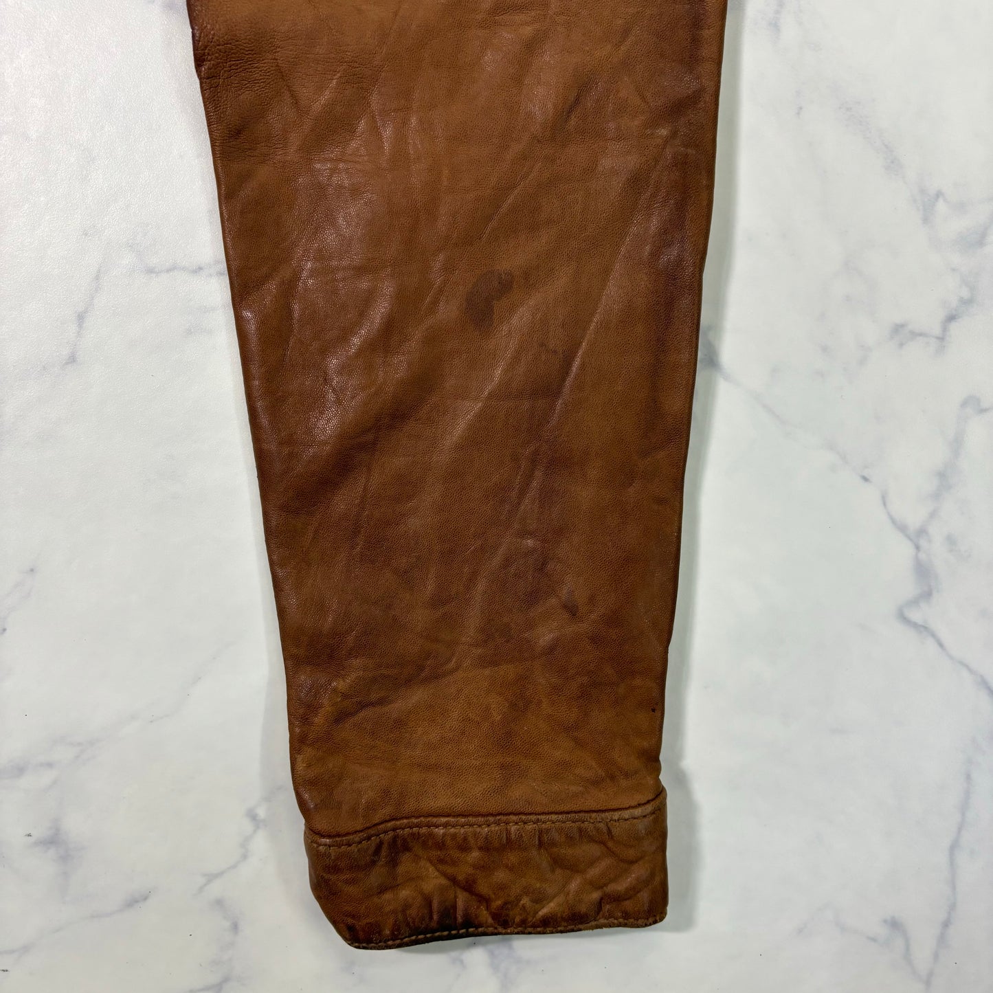 Polo Ralph Lauren Light Brown Leather Jacket 90s XL vintage