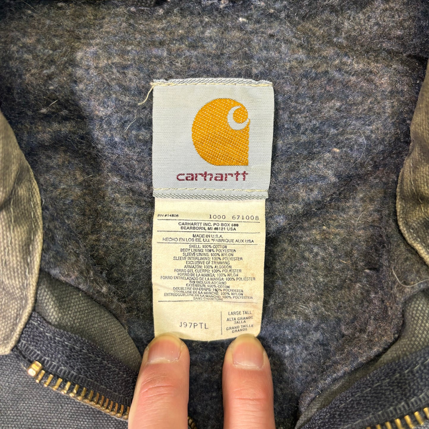 Carhartt J97 Detroit Jacket PTL Petrol Made in USA 90s Large Tall vintage