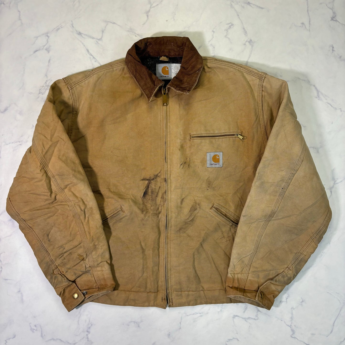 Carhartt J01 Detroit Jacket Brown Made in USA 90s Size 44 vintage
