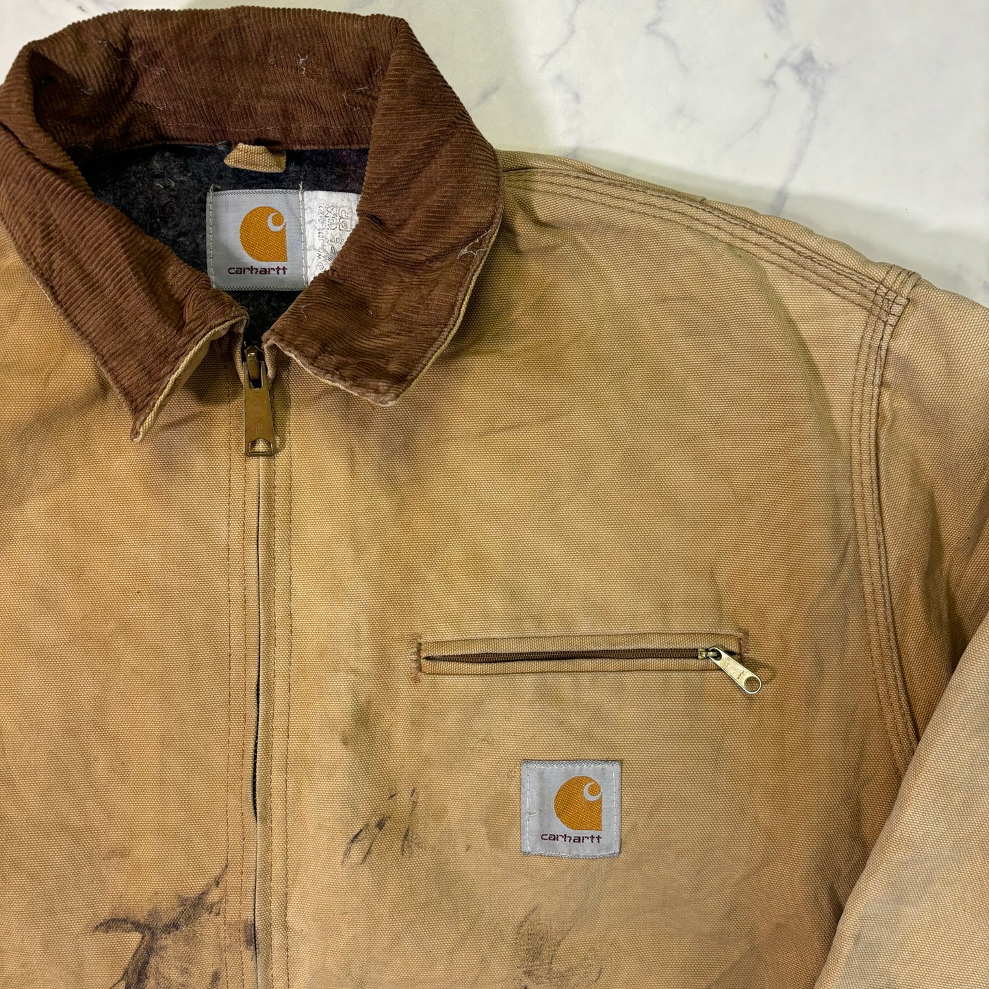 Carhartt J01 Detroit Jacket Brown Made in USA 90s Size 44 vintage