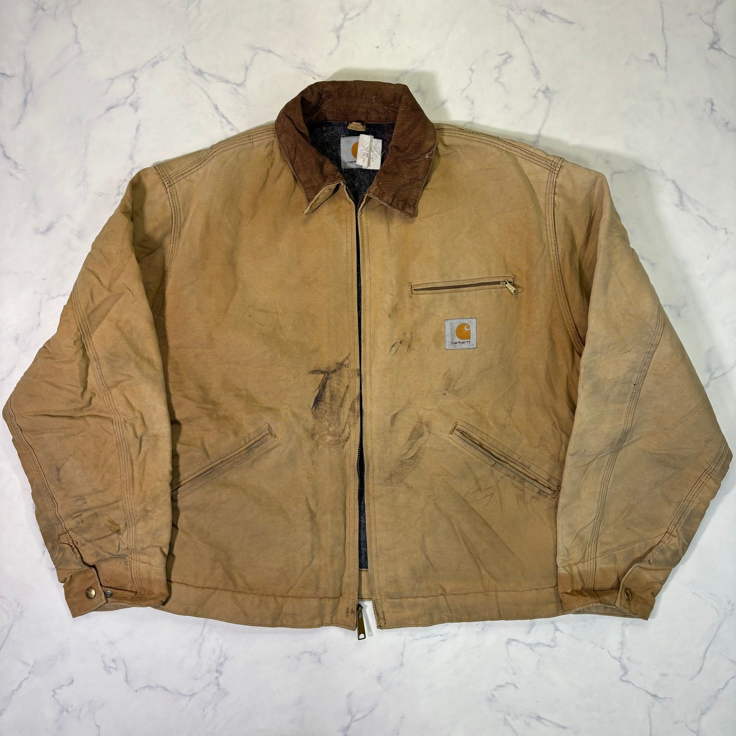 Carhartt J01 Detroit Jacket Brown Made in USA 90s Size 44 vintage