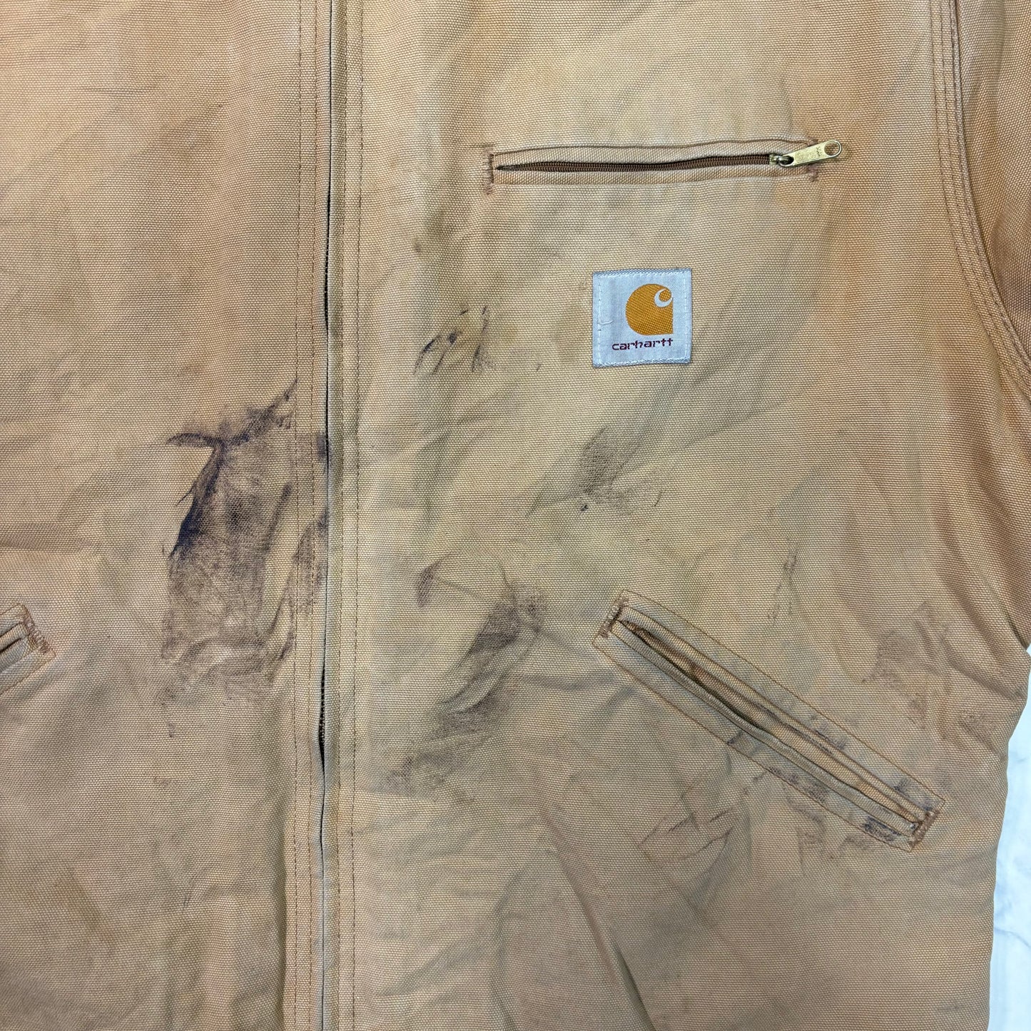Carhartt J01 Detroit Jacket Brown Made in USA 90s Size 44 vintage