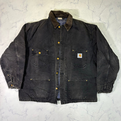 Carhartt Chore Coat Blanket Lined Duck Jacket 90s Black vintage