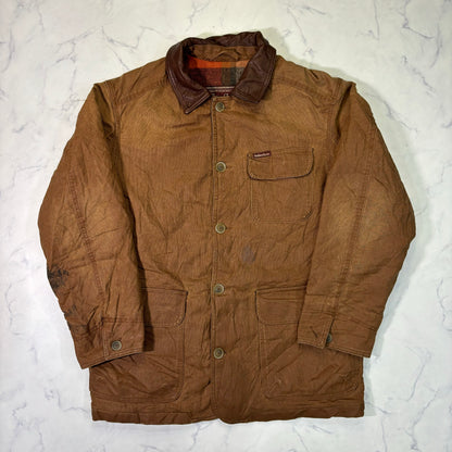 Marlboro Classics Canvas Work Jacket 90s Leather Collar Small Vintage