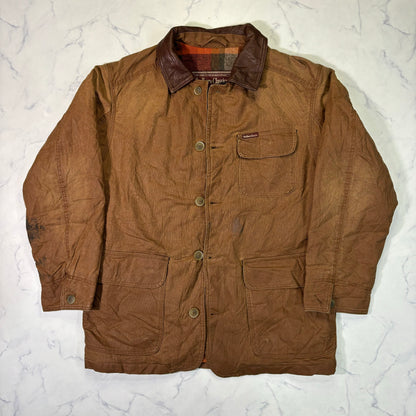 Marlboro Classics Canvas Work Jacket 90s Leather Collar Small Vintage