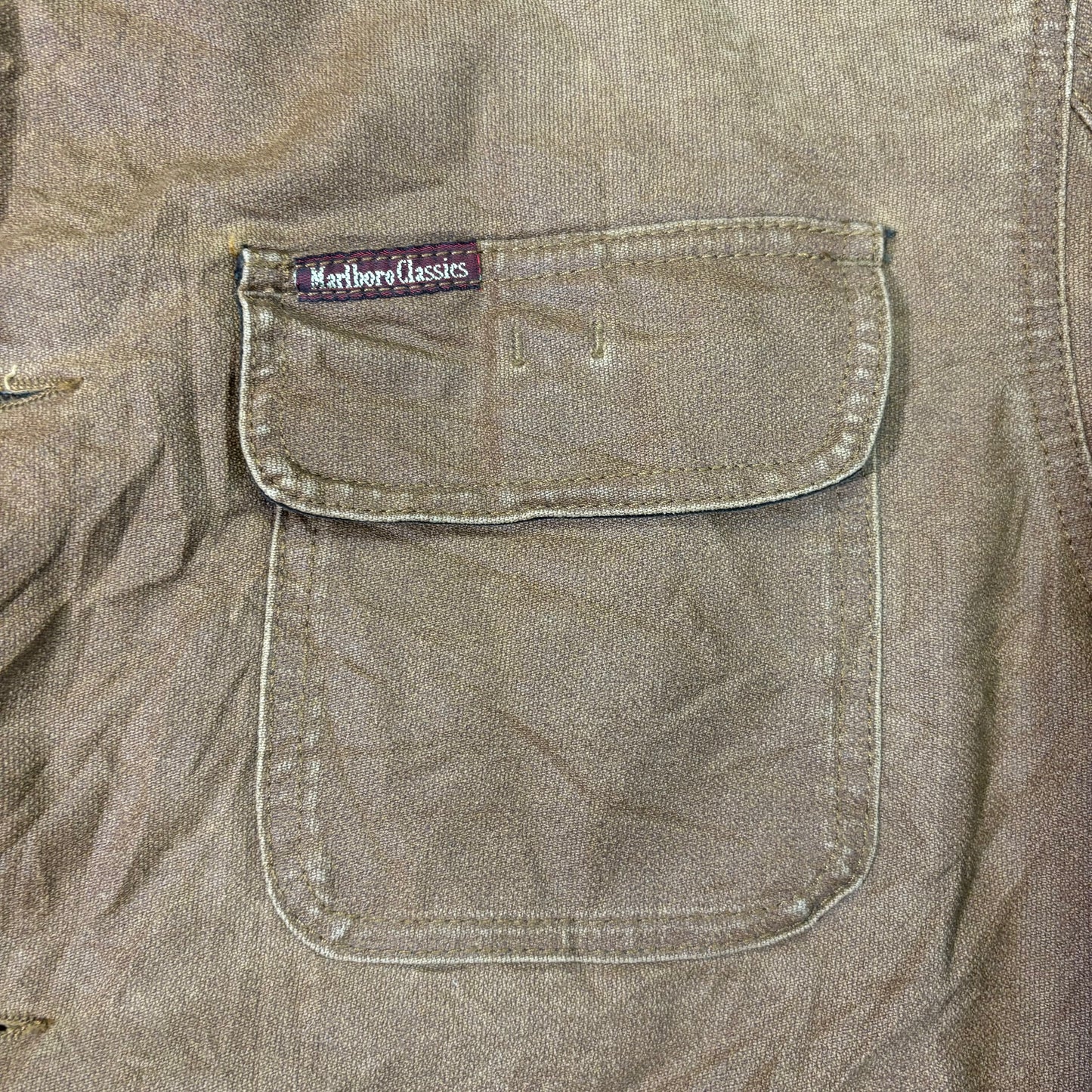 Marlboro Classics Canvas Work Jacket 90s Leather Collar Small Vintage