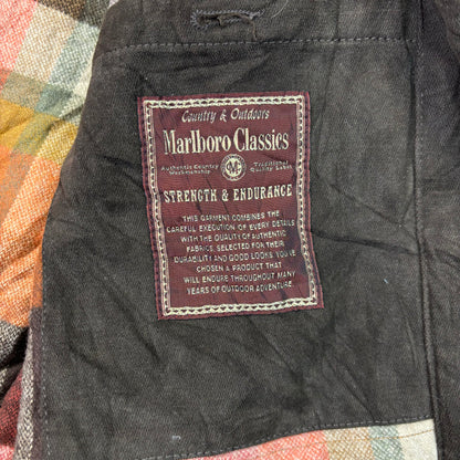 Marlboro Classics Canvas Work Jacket 90s Leather Collar Small Vintage