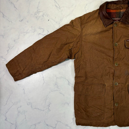 Marlboro Classics Canvas Work Jacket 90s Leather Collar Small Vintage