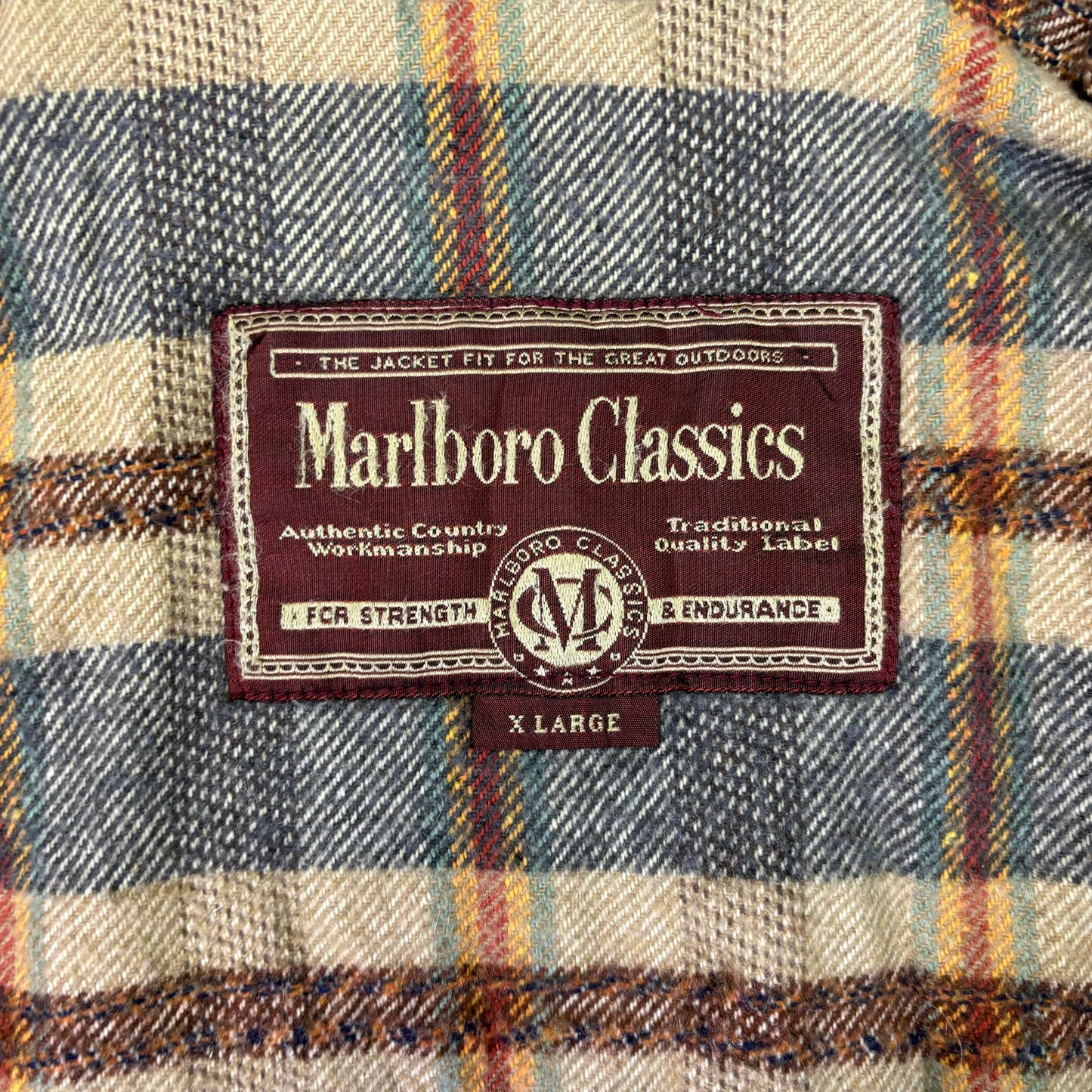 Marlboro Classics Canvas Work Jacket 90s Leather Collar XL Vintage