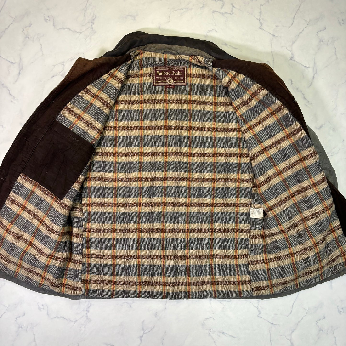 Marlboro Classics Canvas Work Jacket 90s Leather Collar XL Vintage