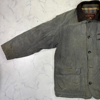 Marlboro Classics Canvas Work Jacket 90s Leather Collar XL Vintage