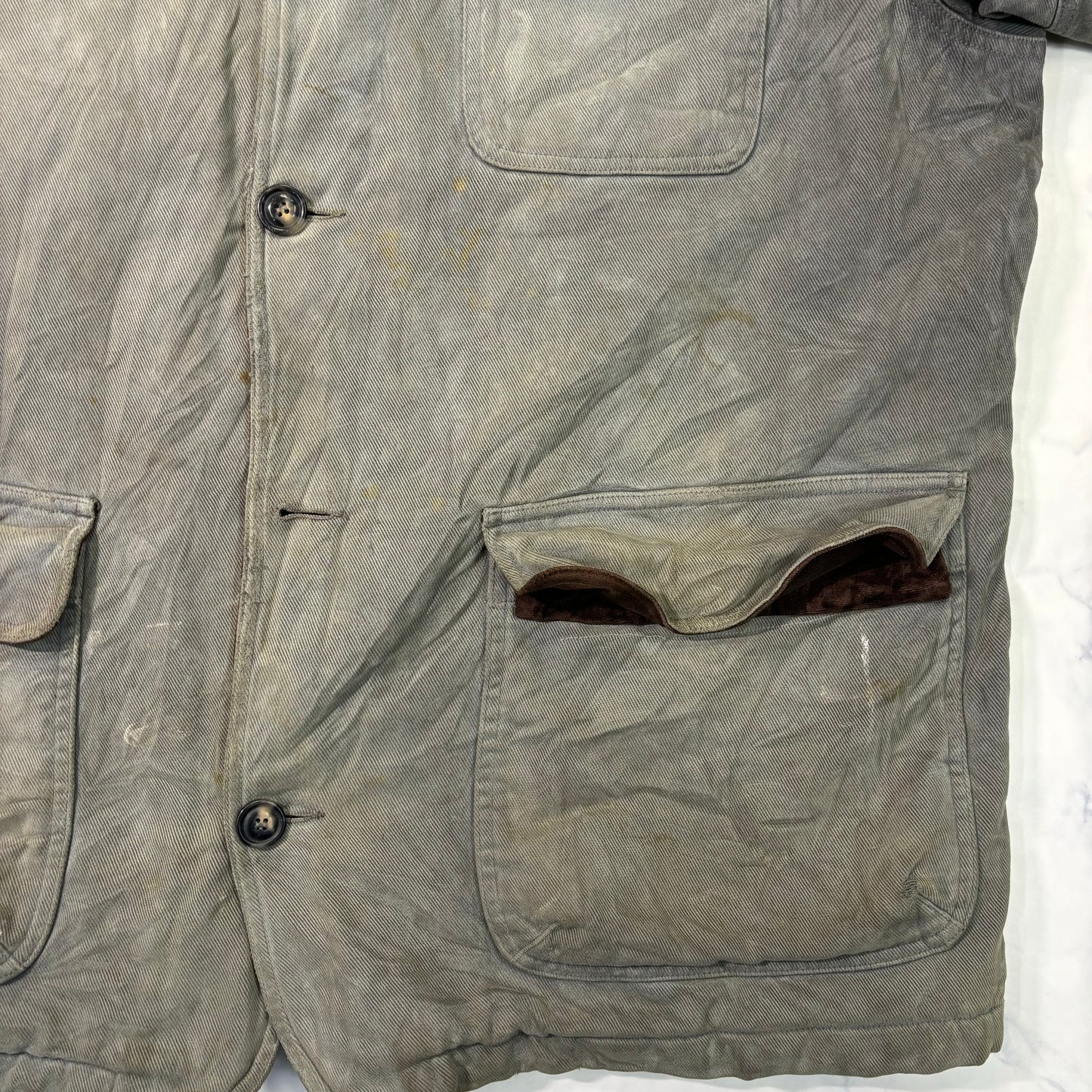 Marlboro Classics Canvas Work Jacket 90s Leather Collar XL Vintage