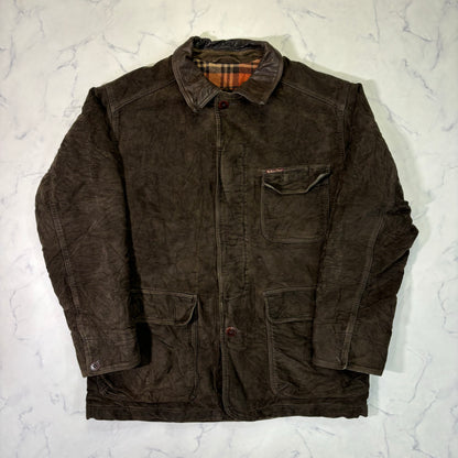 Marlboro Classics Canvas Work Jacket 90s Leather Collar XL Vintage