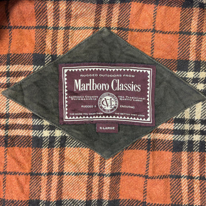 Marlboro Classics Canvas Work Jacket 90s Leather Collar XL Vintage
