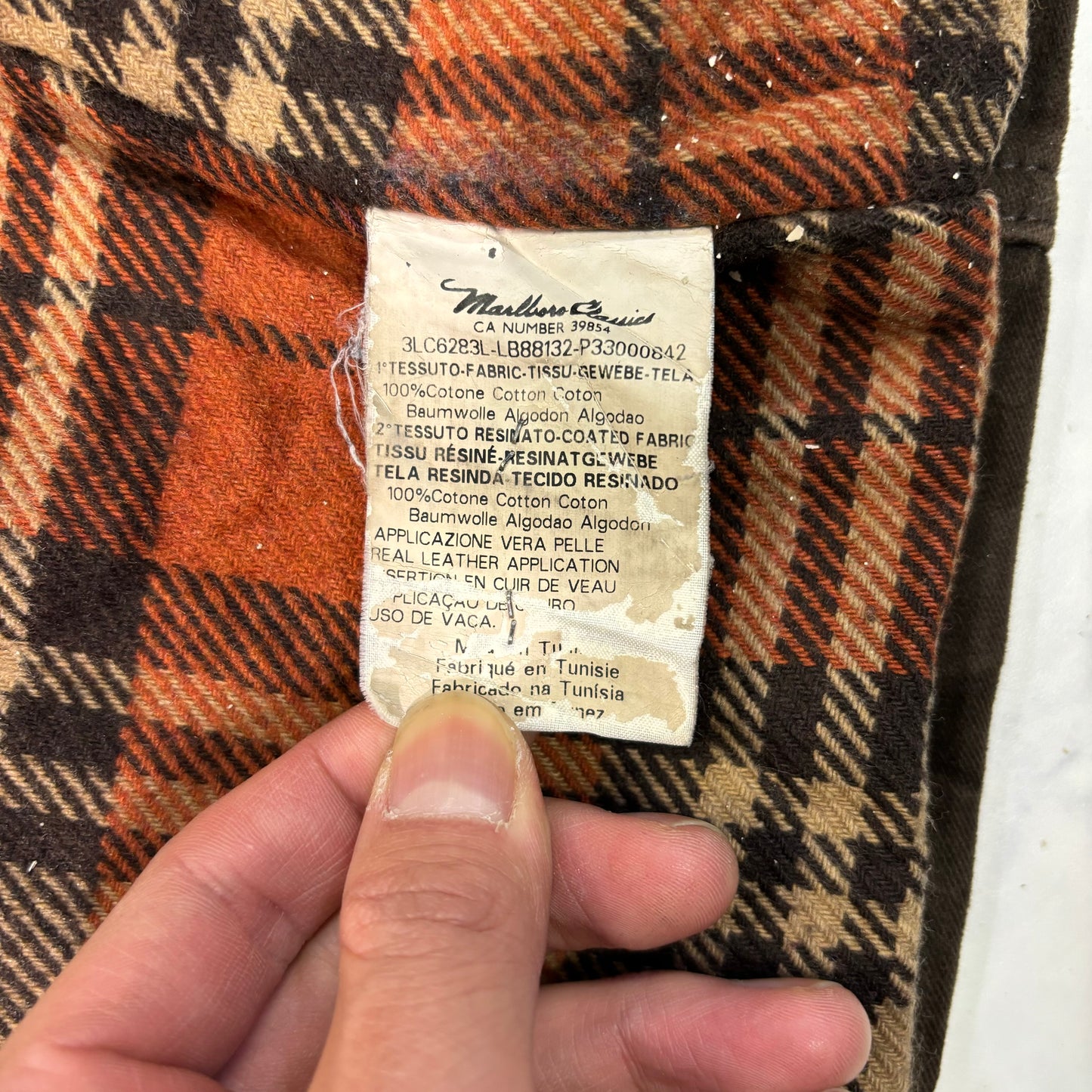 Marlboro Classics Canvas Work Jacket 90s Leather Collar XL Vintage