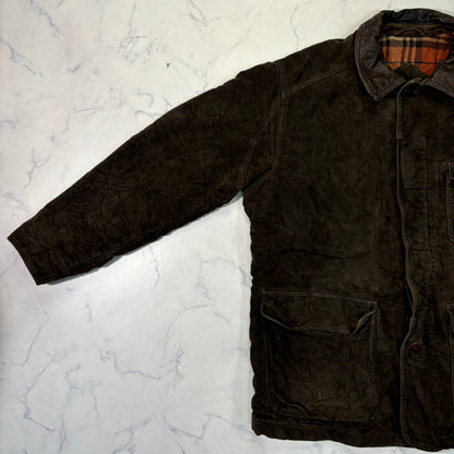 Marlboro Classics Canvas Work Jacket 90s Leather Collar XL Vintage