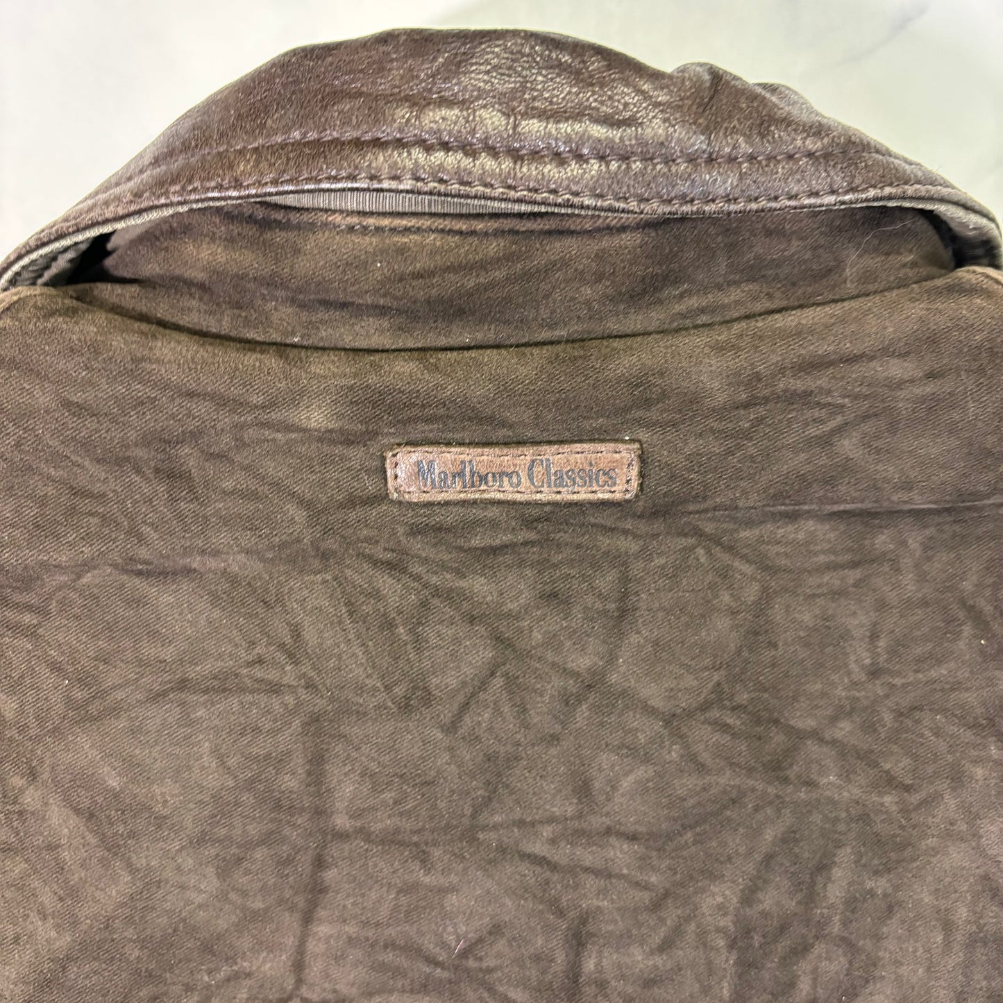 Marlboro Classics Canvas Work Jacket 90s Leather Collar XL Vintage