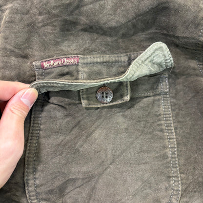 Marlboro Classics Canvas Work Jacket 90s Leather Collar XL Vintage