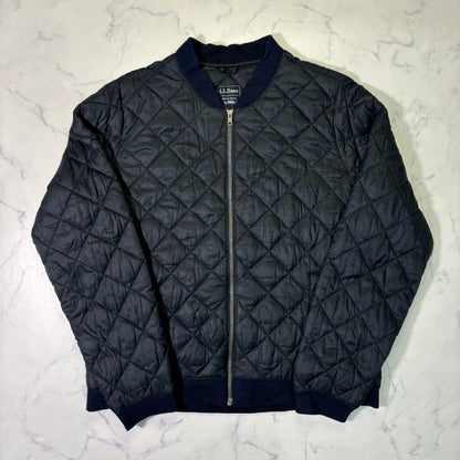 L.L.Bean Quilted Bomber Jacket Black L