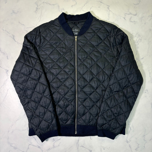 L.L.Bean Quilted Bomber Jacket Black L