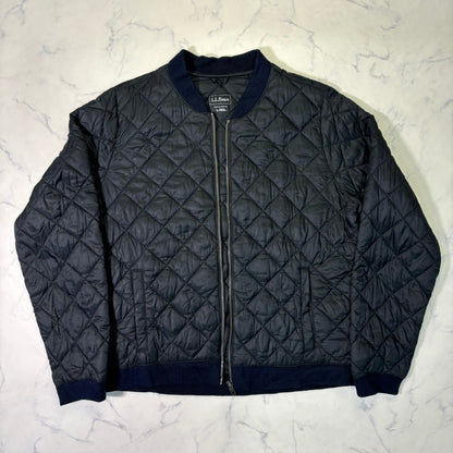 L.L.Bean Quilted Bomber Jacket Black L