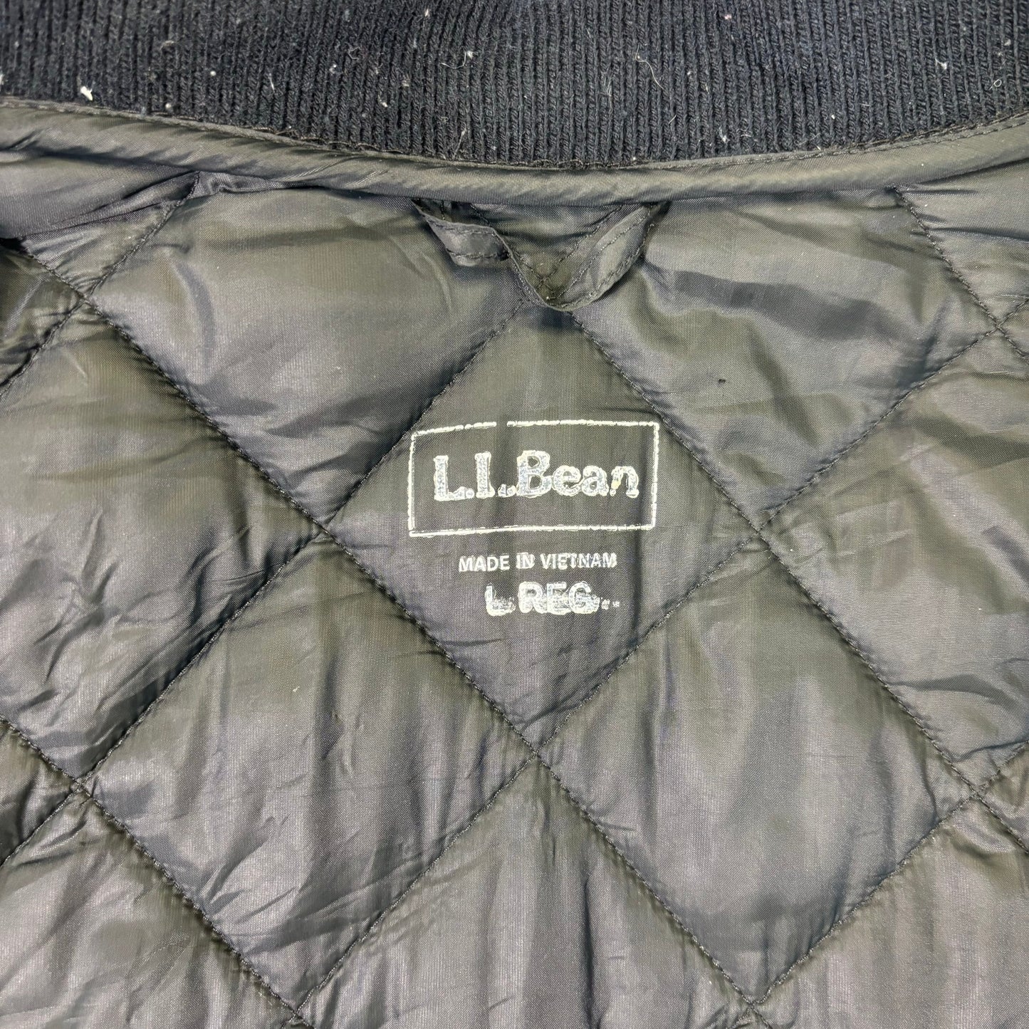 L.L.Bean Quilted Bomber Jacket Black L
