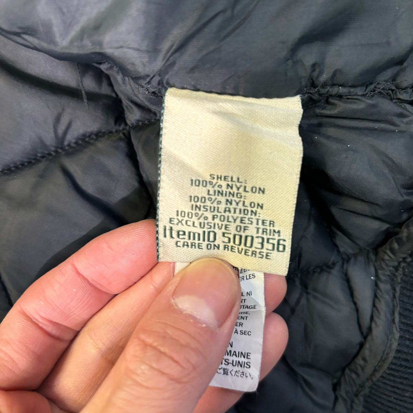 L.L.Bean Quilted Bomber Jacket Black L