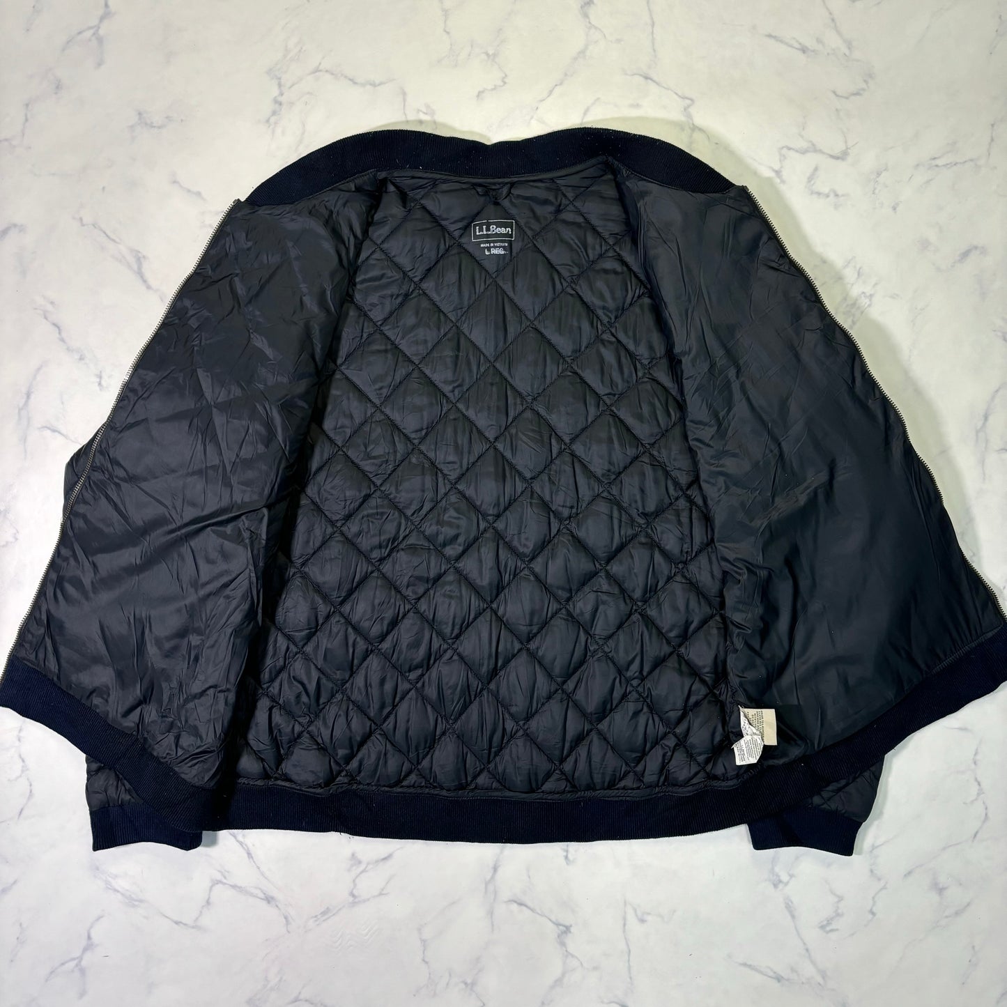 L.L.Bean Quilted Bomber Jacket Black L