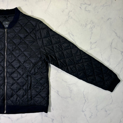 L.L.Bean Quilted Bomber Jacket Black L