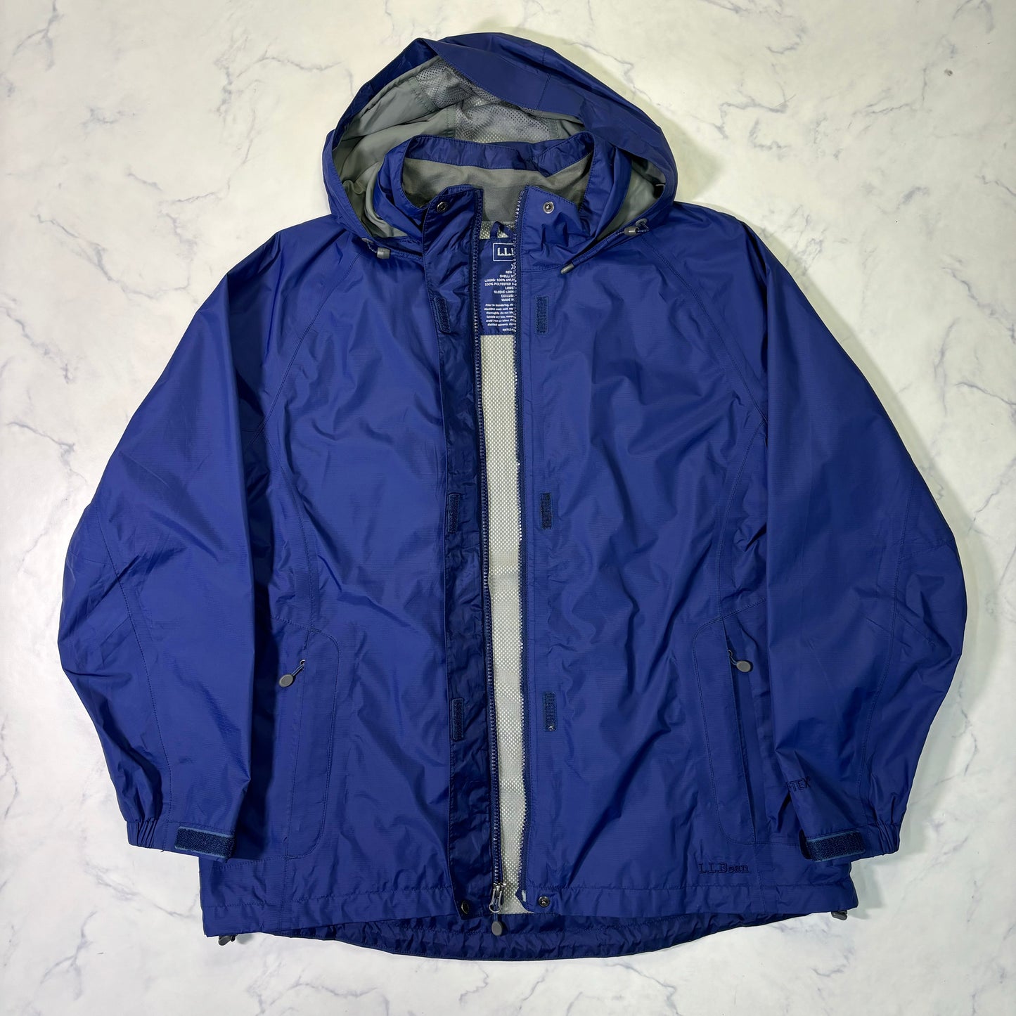 L.L.Bean Hooded Waterproof Shell Jacket Blue XL