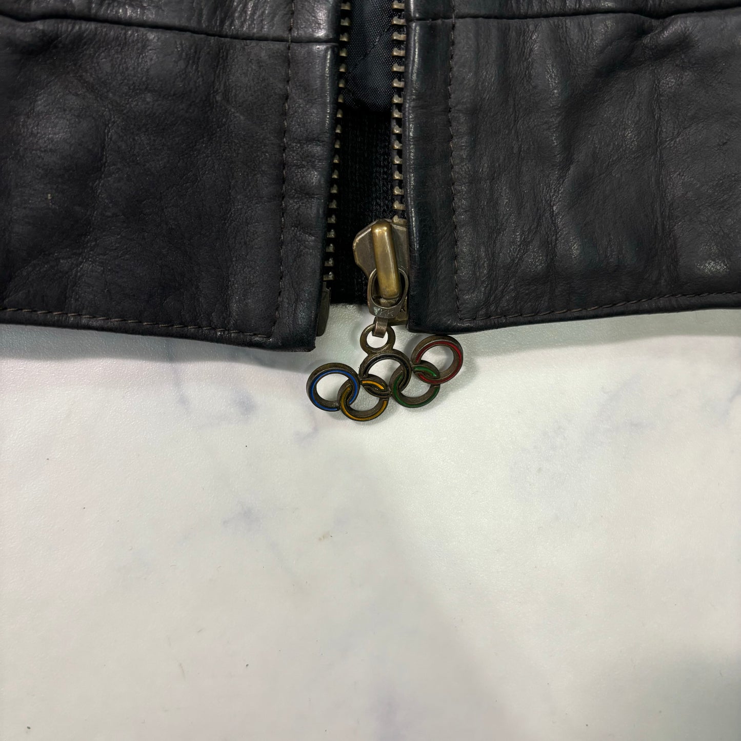 adidas Sapporo 1972 Winter Olympics Leather Bomber Jacket Black 90s M vintage