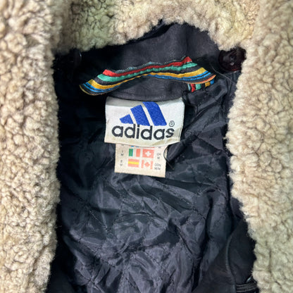 adidas Sapporo 1972 Winter Olympics Leather Bomber Jacket Black 90s M vintage