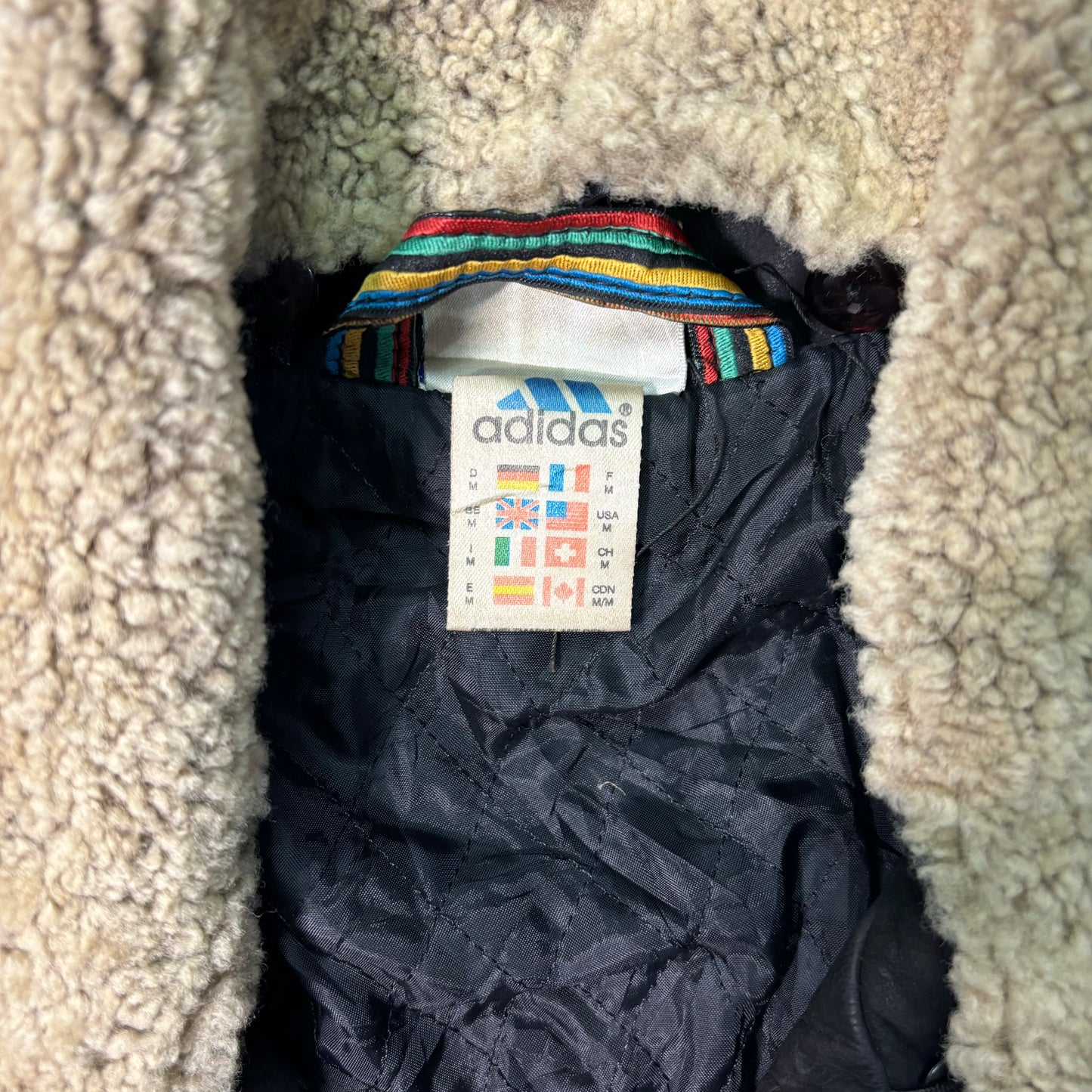 adidas Sapporo 1972 Winter Olympics Leather Bomber Jacket Black 90s M vintage